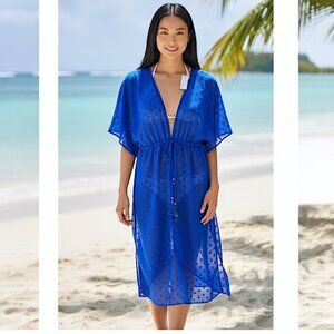 Club Z Collection Royal Blue Sheer Swim Cover-Up – Size Small (NWT)